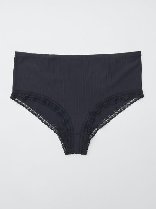 Lote de 3 cuecas para mulher caneladas com renda - Kiabi