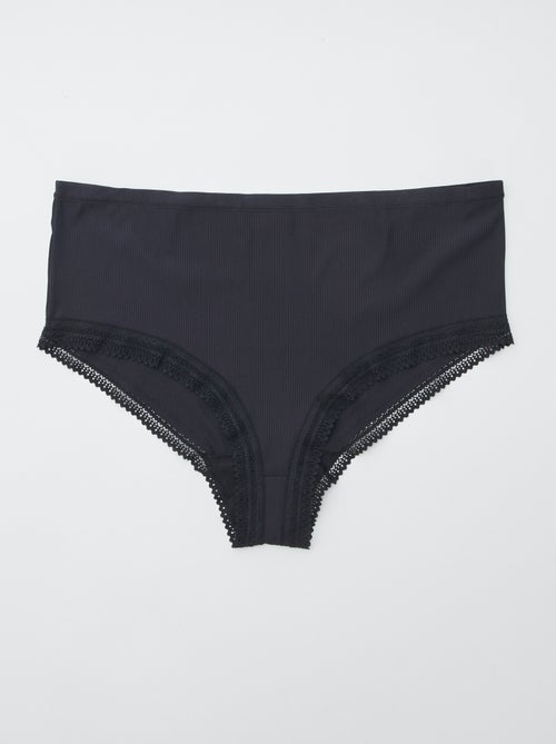 Lote de 3 cuecas para mulher caneladas com renda - Kiabi