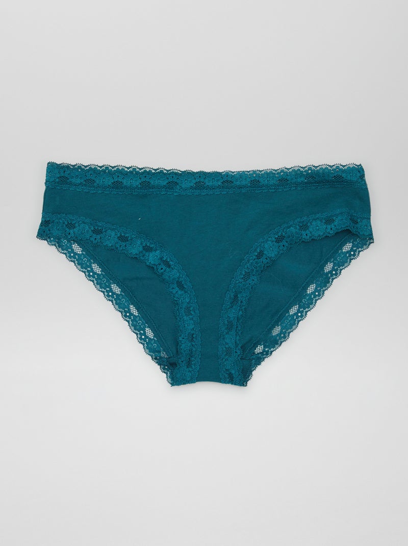 Lote de 3 cuecas para mulher em renda VERDE - Kiabi