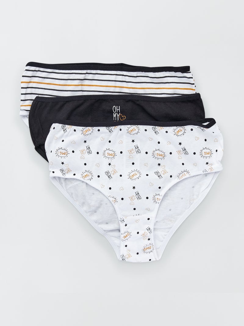 Lote de 3 cuecas para mulher Estampado Preto - Kiabi