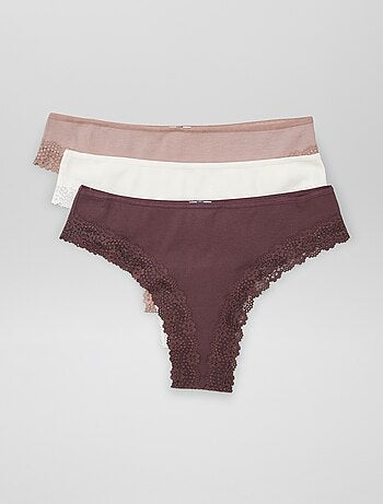 H & M 3-pack Lace Thong Briefs Preto