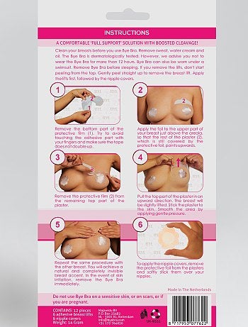 Lote de 3 eleva seios adesivos D-F 'Bye Bra' - Kiabi