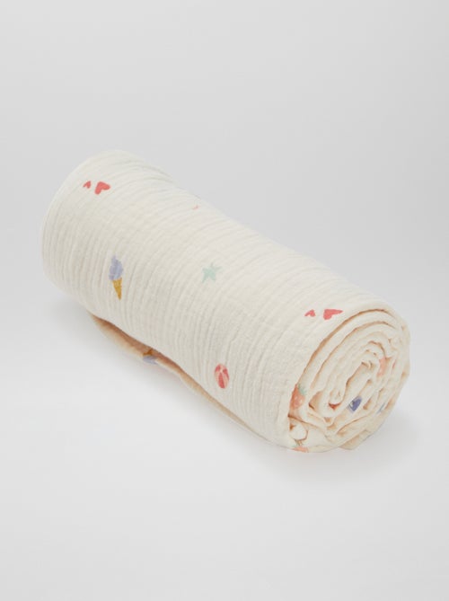 Lote de 3 fraldas  - 2 de 60 x 60 e 1 de 100 x 120 cm - Kiabi