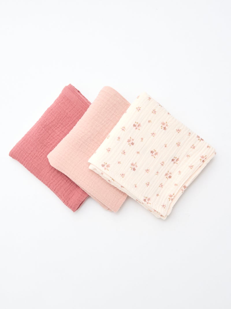 Lote de 3 fraldas de algodão Rosa - Kiabi