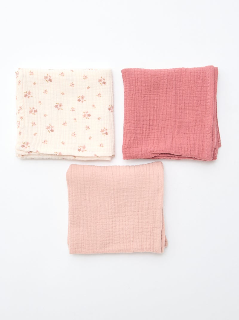 Lote de 3 fraldas de algodão Rosa - Kiabi