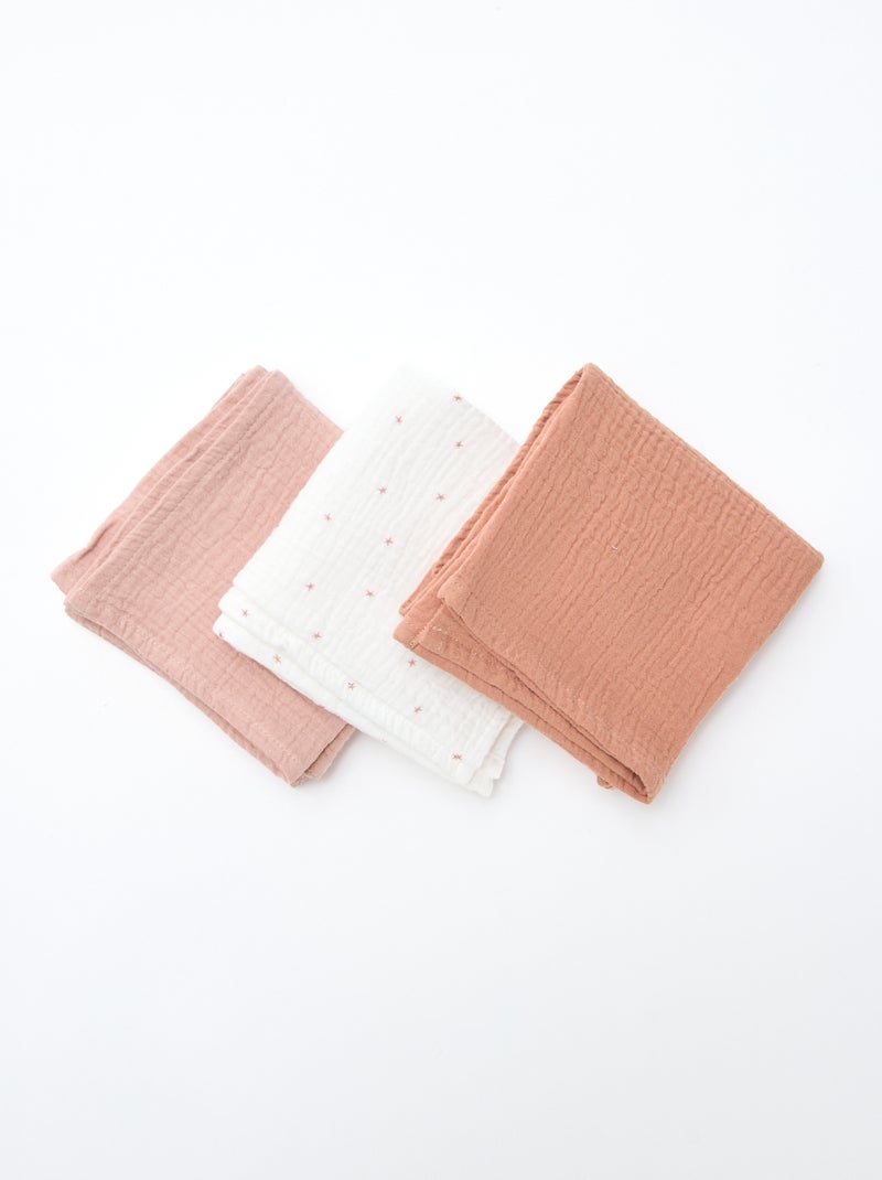 Lote de 3 fraldas de algodão Rosa - Kiabi