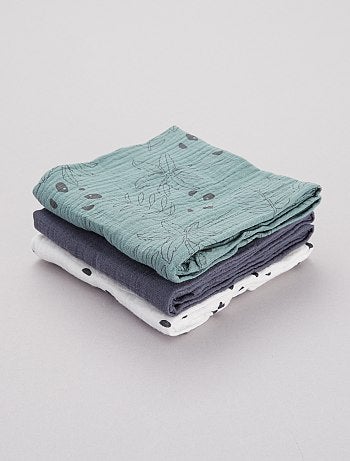 Lote de 3 fraldas em algodão biológico - Kiabi