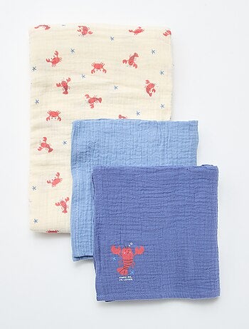 Lote de 3 fraldas em gaze de algodão