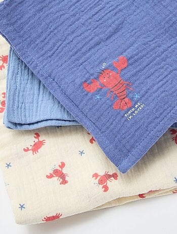 Lote de 3 fraldas em gaze de algodão