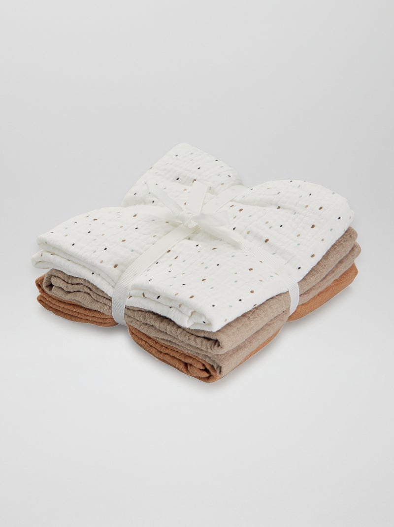 Lote de 3 fraldas em gaze de algodão BRANCO - Kiabi