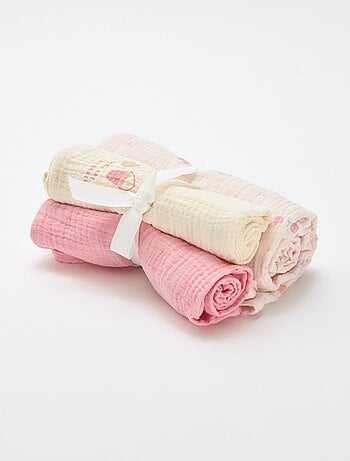 Lote de 3 fraldas em gaze de algodão