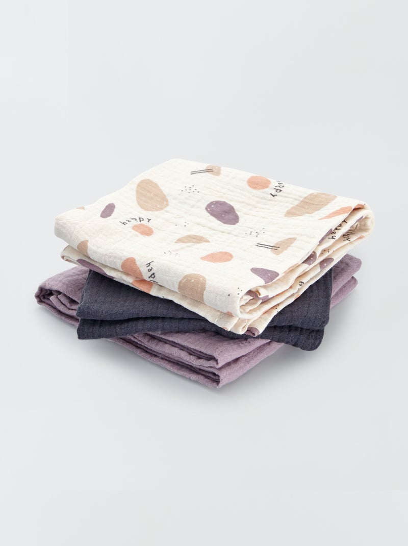 Lote de 3 fraldas lisas e estampadas BRANCO - Kiabi