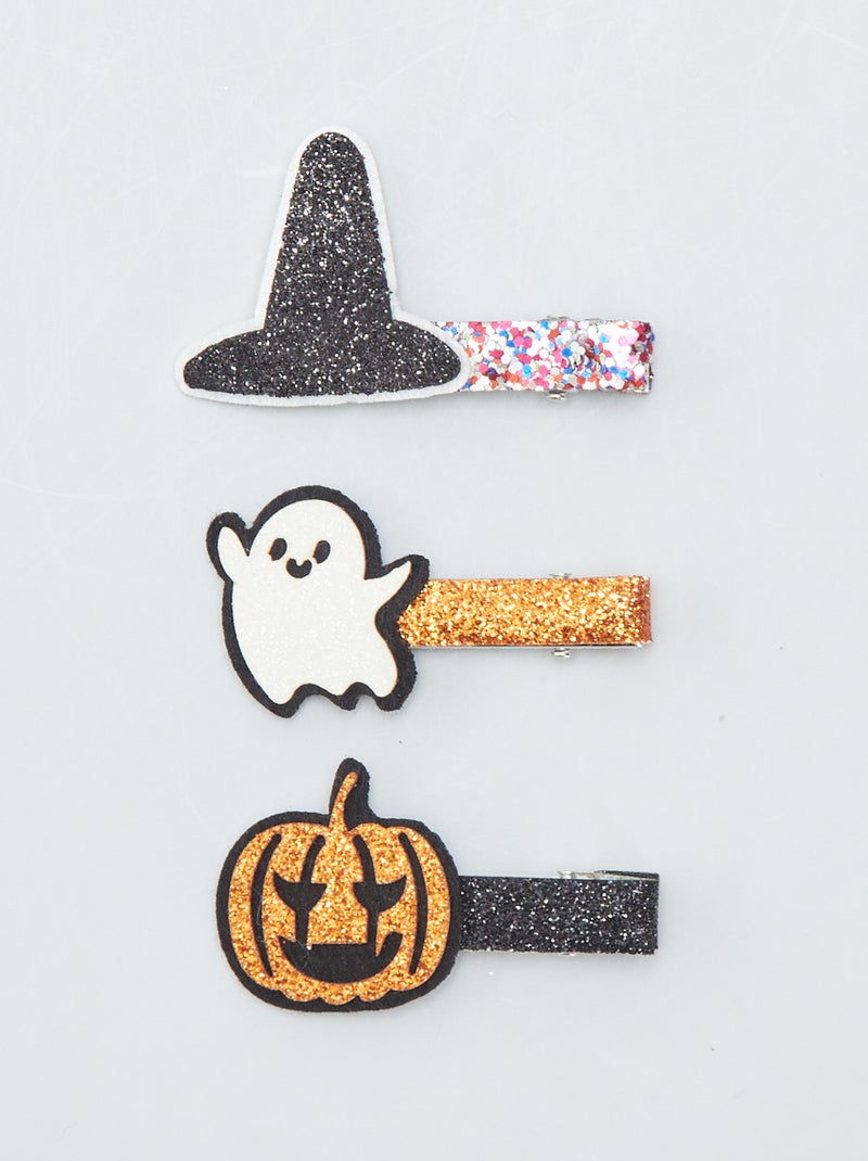 Lote de 3 ganchos com brilhantes - Halloween LARANJA - Kiabi
