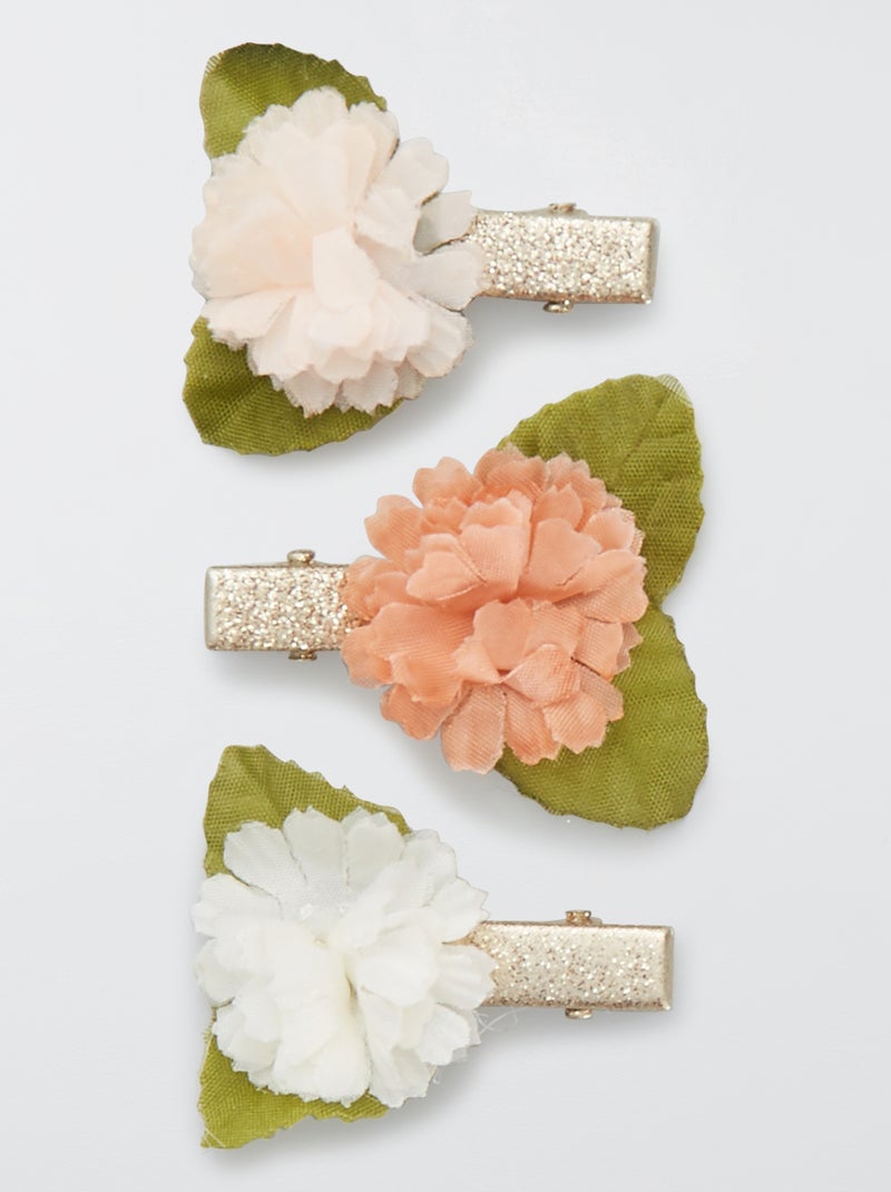 Lote de 3 ganchos crocodilo com flores Multicor - Kiabi