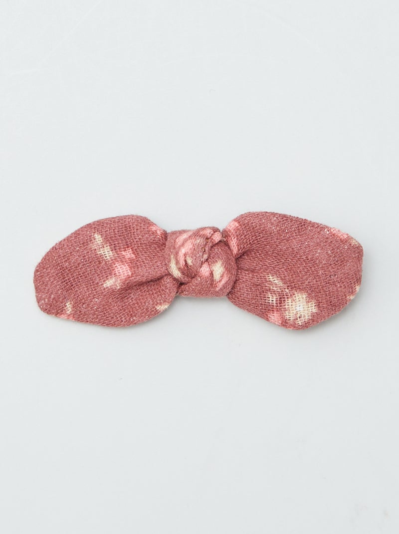 Lote de 3 ganchos crocodilo com laço ROSA - Kiabi