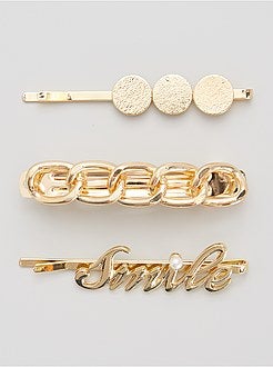 Lote de 3 ganchos em metal dourado - Kiabi