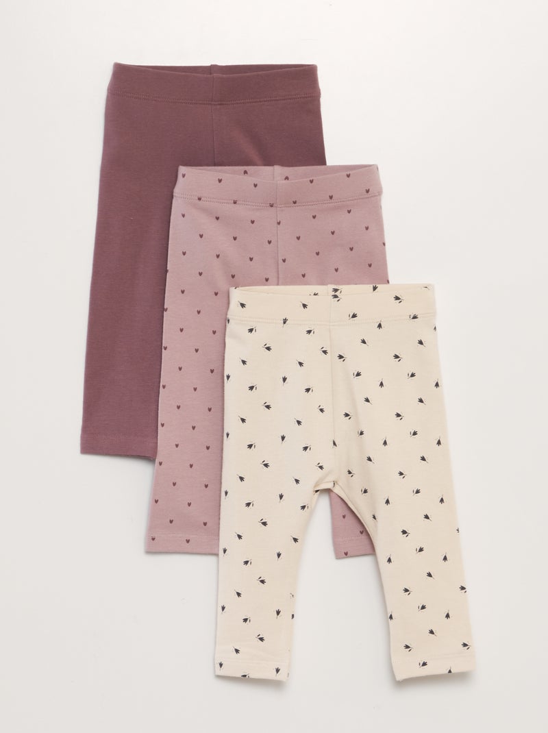 Lote de 3 leggings em jersey ROSA - Kiabi