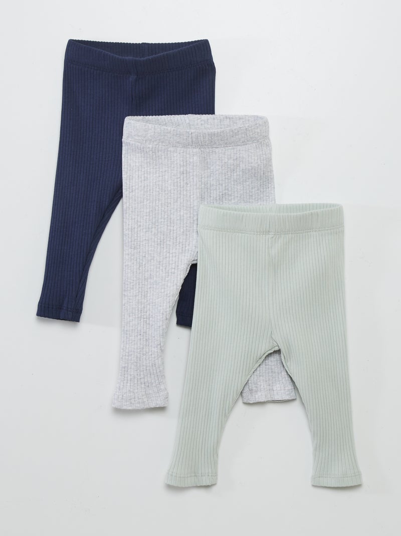 Lote de 3 leggings nervuradas VERDE - Kiabi
