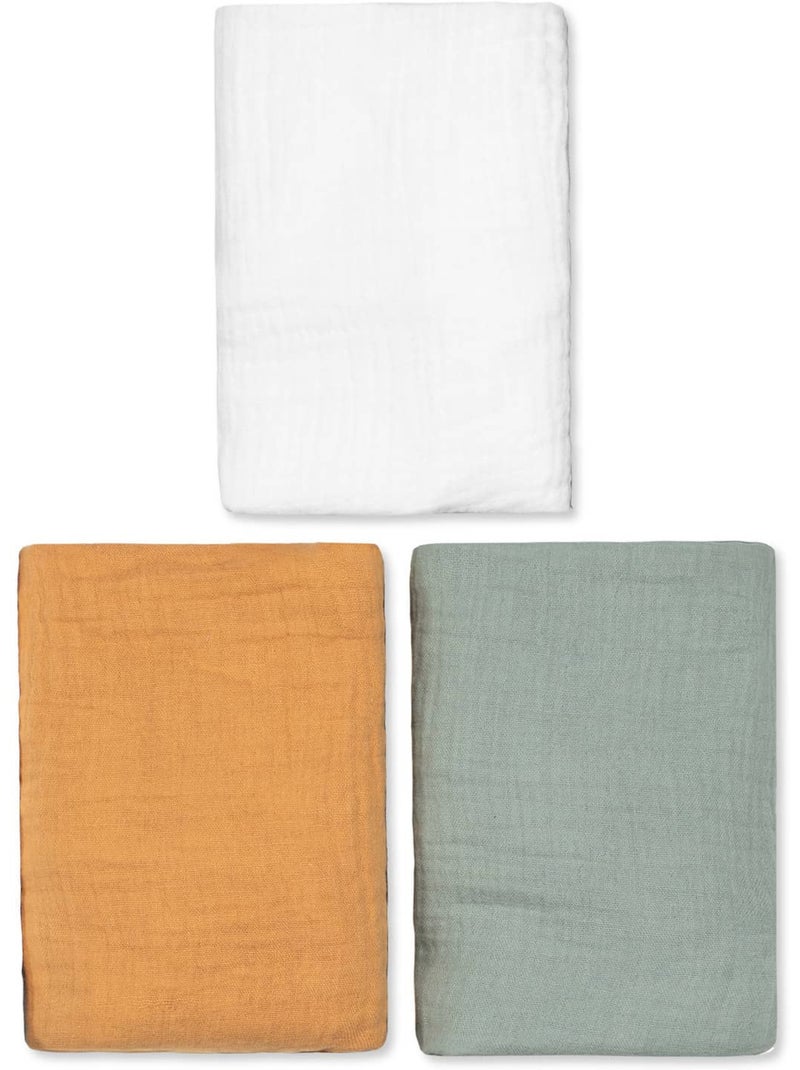 Lote de 3 lençóis ajustáveis para moisés em gaze de algodão | sevira kids Multicolorido - Kiabi