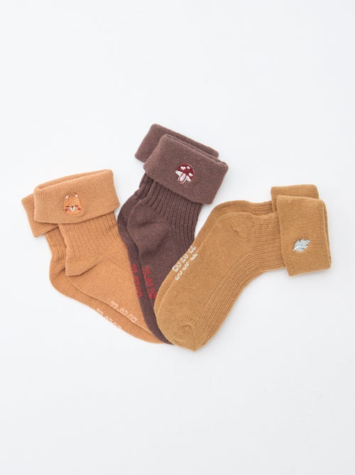 Lote de 3 meias com pormenor bordado - Kiabi