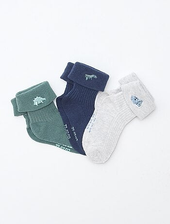 Lote de 3 meias com pormenor bordado