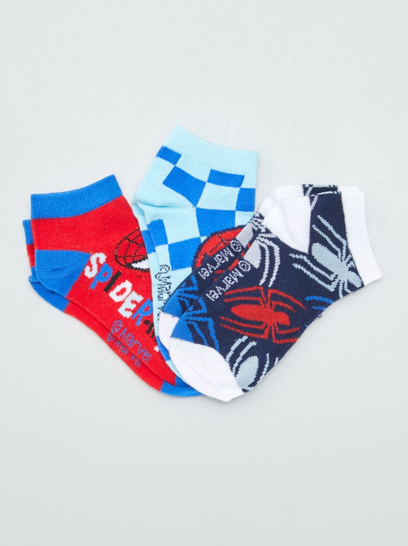 Lote de 3 meias invisíveis Homem-Aranha AZUL - Kiabi