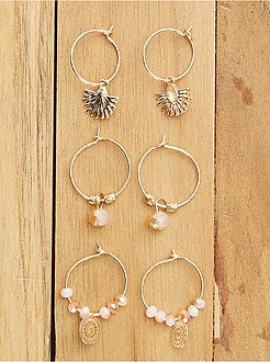 Lote de 3 pares de brincos tipo crioulas - Kiabi