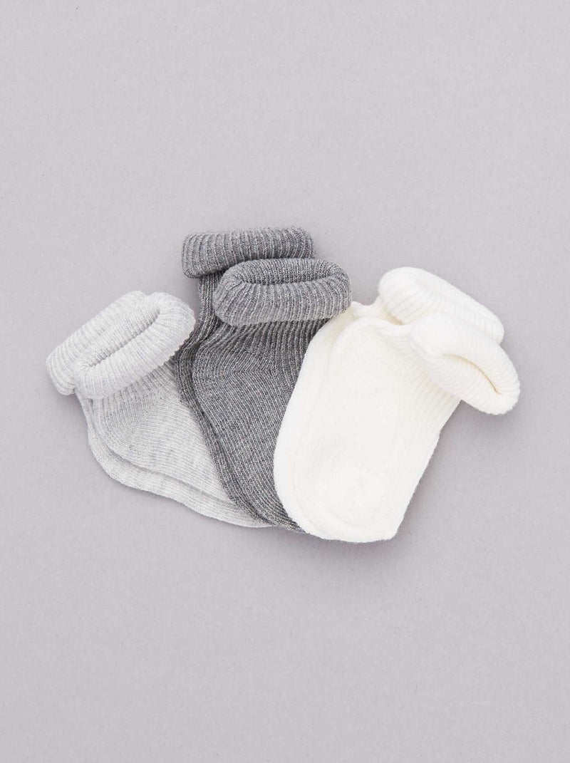 Lote de 3 pares de meias algodão biológico Branco - Kiabi