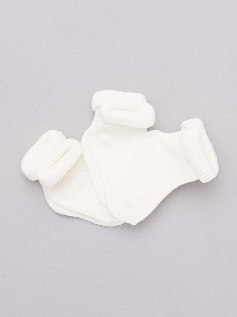 Lote de 3 pares de meias algodão biológico Branco - Kiabi