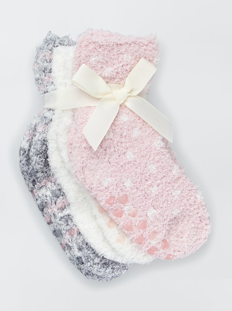 Lote de 3 pares de meias antiderrapantes BRANCO - Kiabi