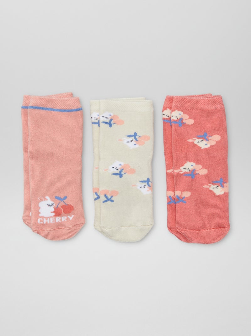 Lote de 3 pares de meias antiderrapantes ROSA - Kiabi