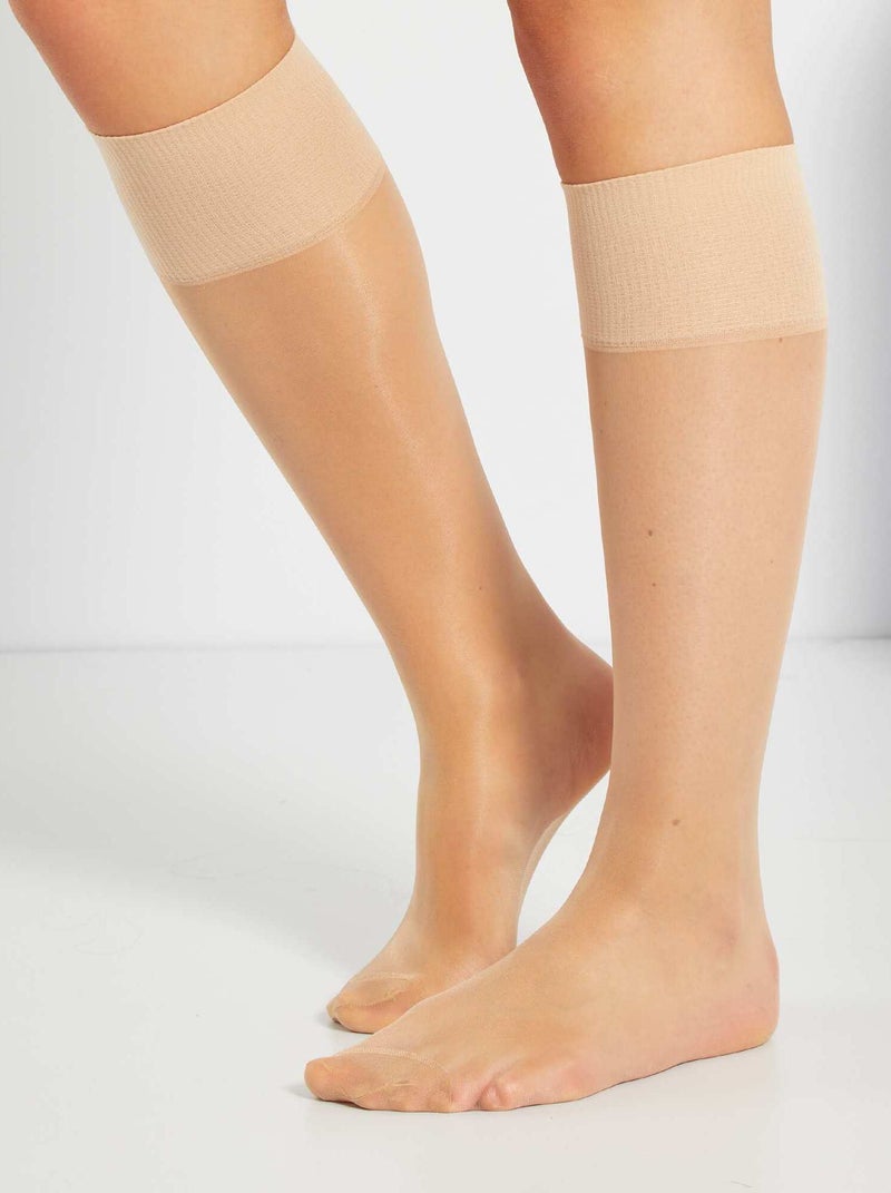 Lote de 3 pares de meias até aos joelhos Beauty Resist 'DIM' 20D BEGE - Kiabi