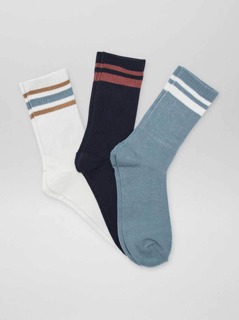 Lote de 3 pares de meias caneladas AZUL - Kiabi