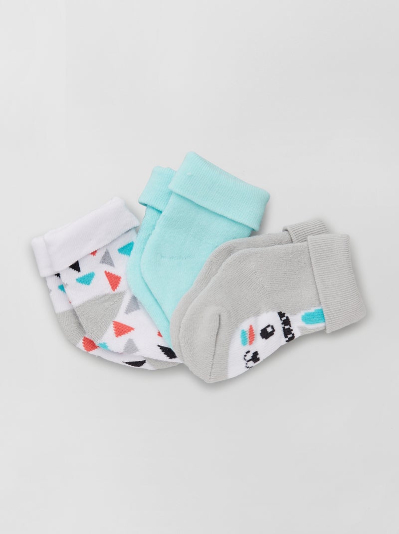 Lote de 3 pares de meias Cinza/ Branco - Kiabi