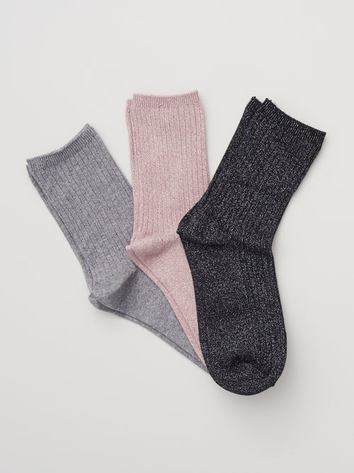 Lote de 3 pares de meias com brilhantes - Kiabi