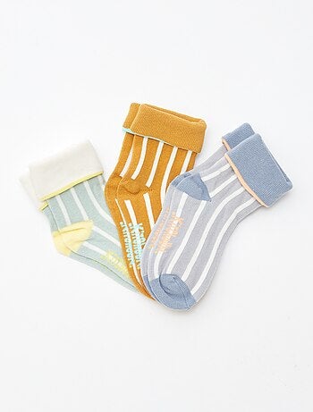 Lote de 3 pares de meias com dobra
