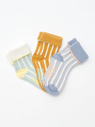 Lote de 3 pares de meias com dobra