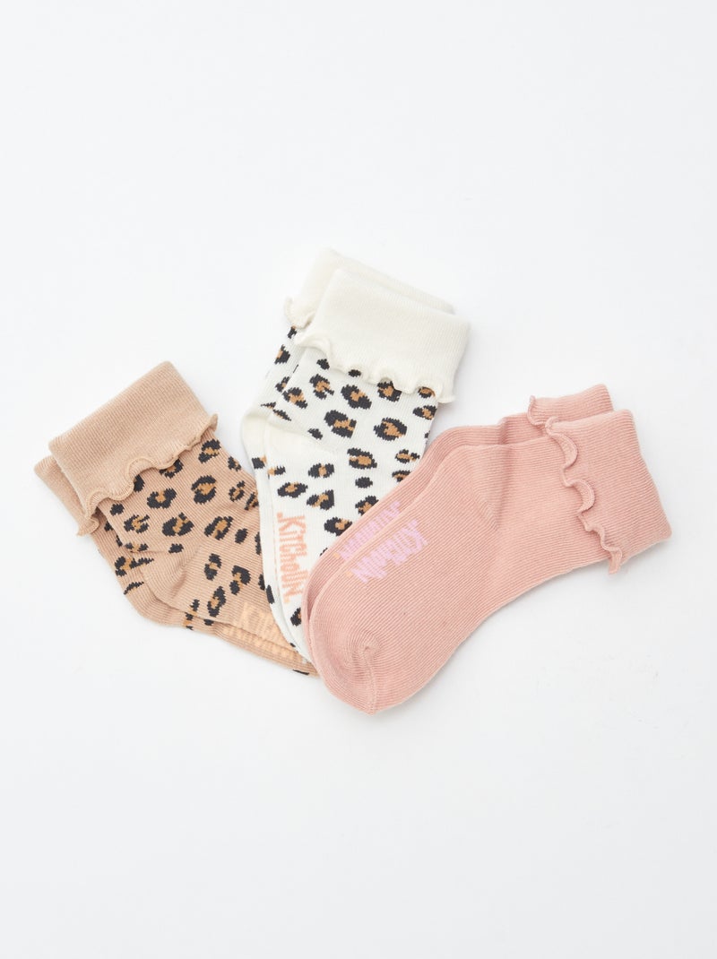 Lote de 3 pares de meias com dobra Castanho - Kiabi