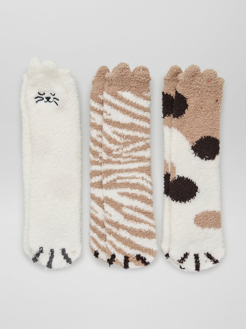 Lote de 3 pares de meias com estampado BRANCO - Kiabi