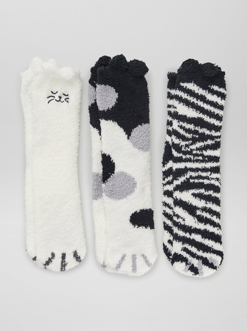 Lote de 3 pares de meias com estampado BRANCO - Kiabi