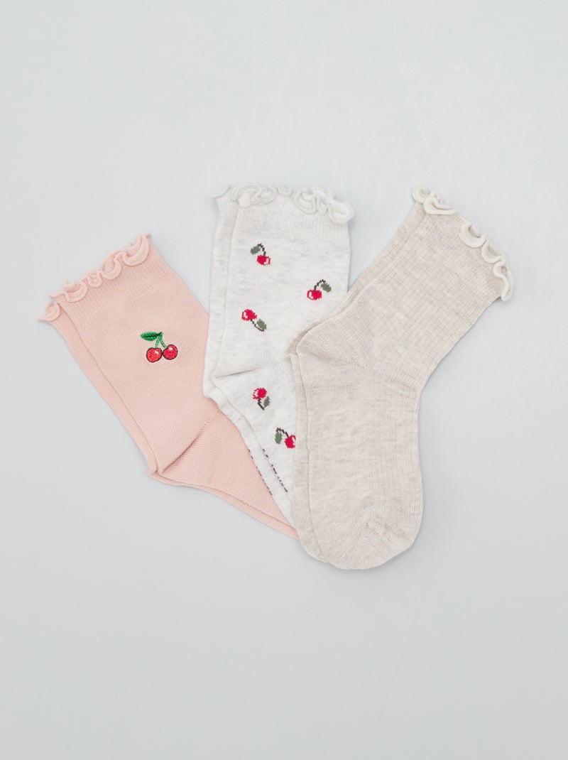 Lote de 3 pares de meias com estampado ROSA - Kiabi