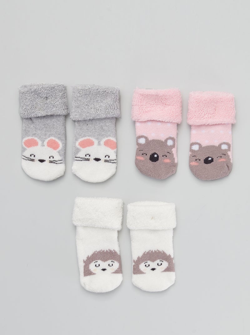 Lote de 3 pares de meias com estampados animais BEGE - Kiabi