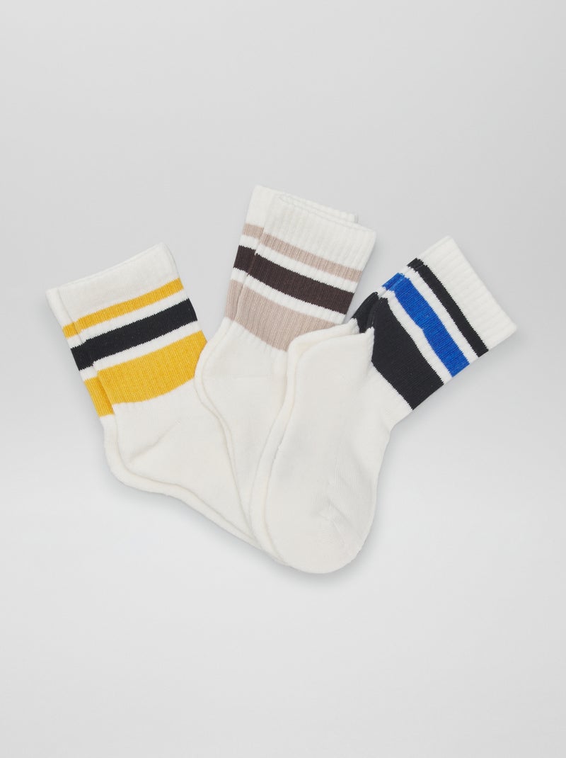 Lote de 3 pares de meias com faixa contrastante BRANCO - Kiabi