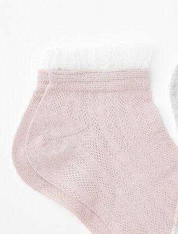 Lote de 3 pares de meias com folhos