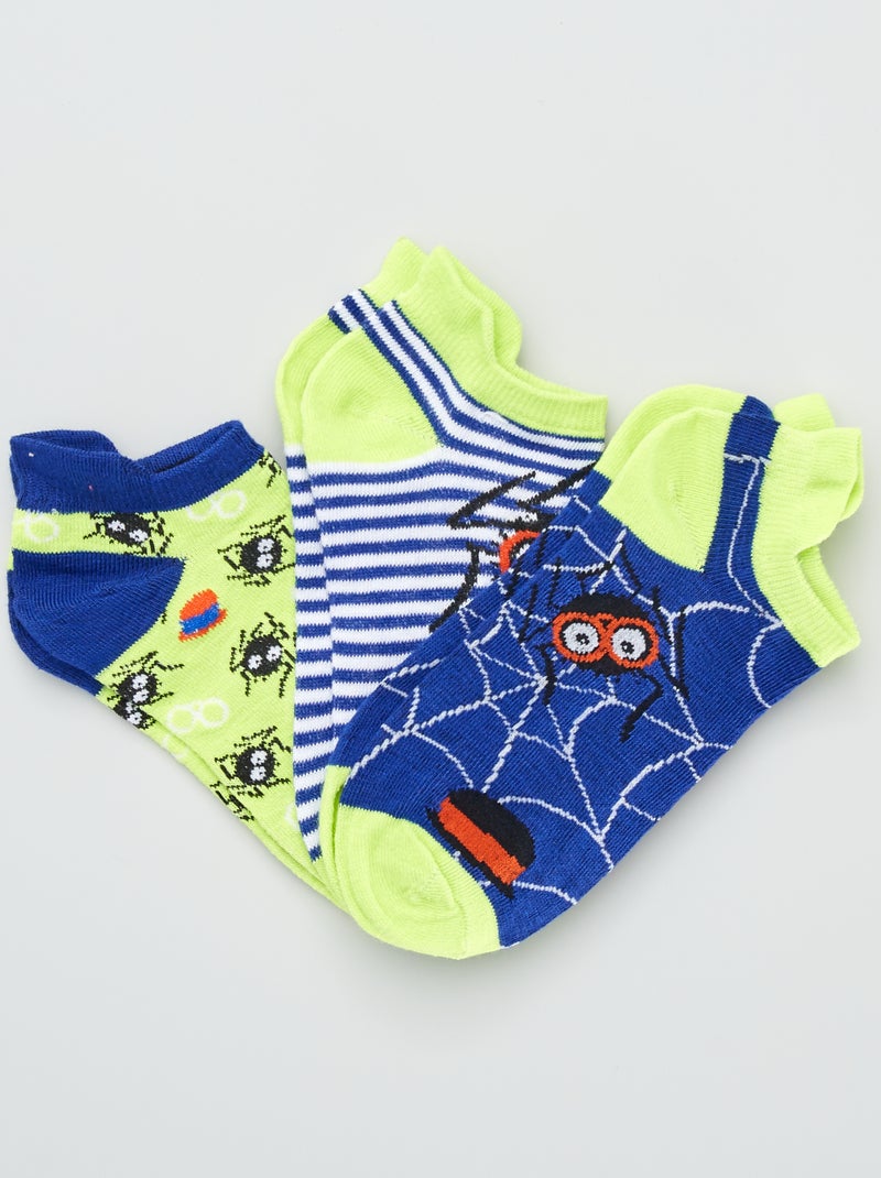 Lote de 3 pares de meias curtas de fantasia Azul/ Laranja - Kiabi