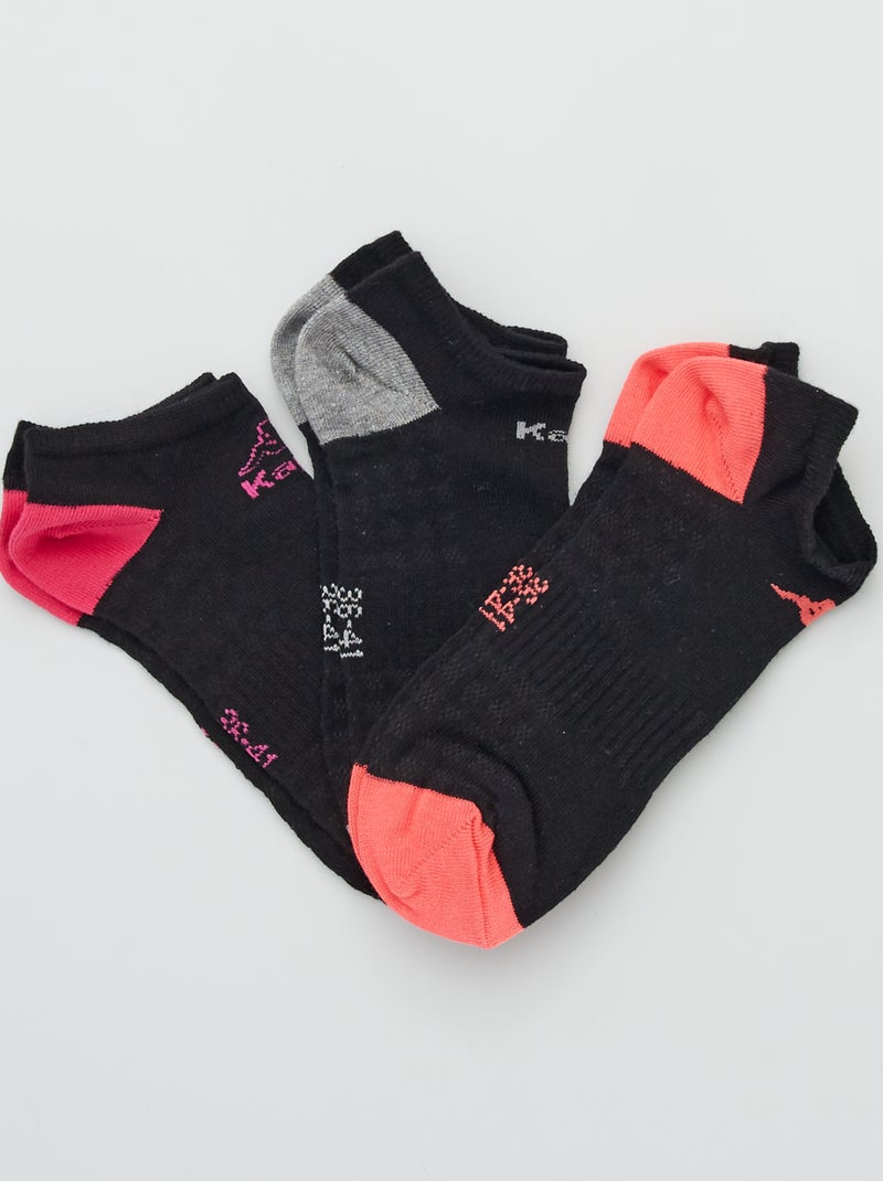Lote de 3 pares de meias curtas 'Kappa' Preto - Kiabi