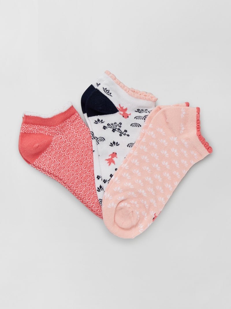 Lote de 3 pares de meias curtas Rosa - Kiabi