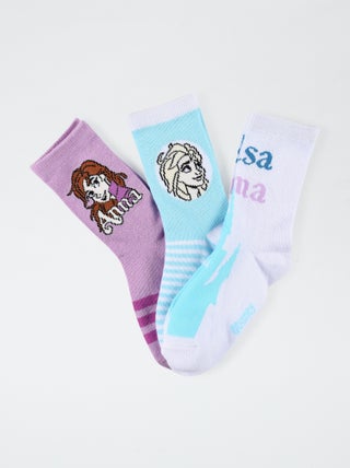 Lote de 3 pares de meias de cano médio 'Frozen'