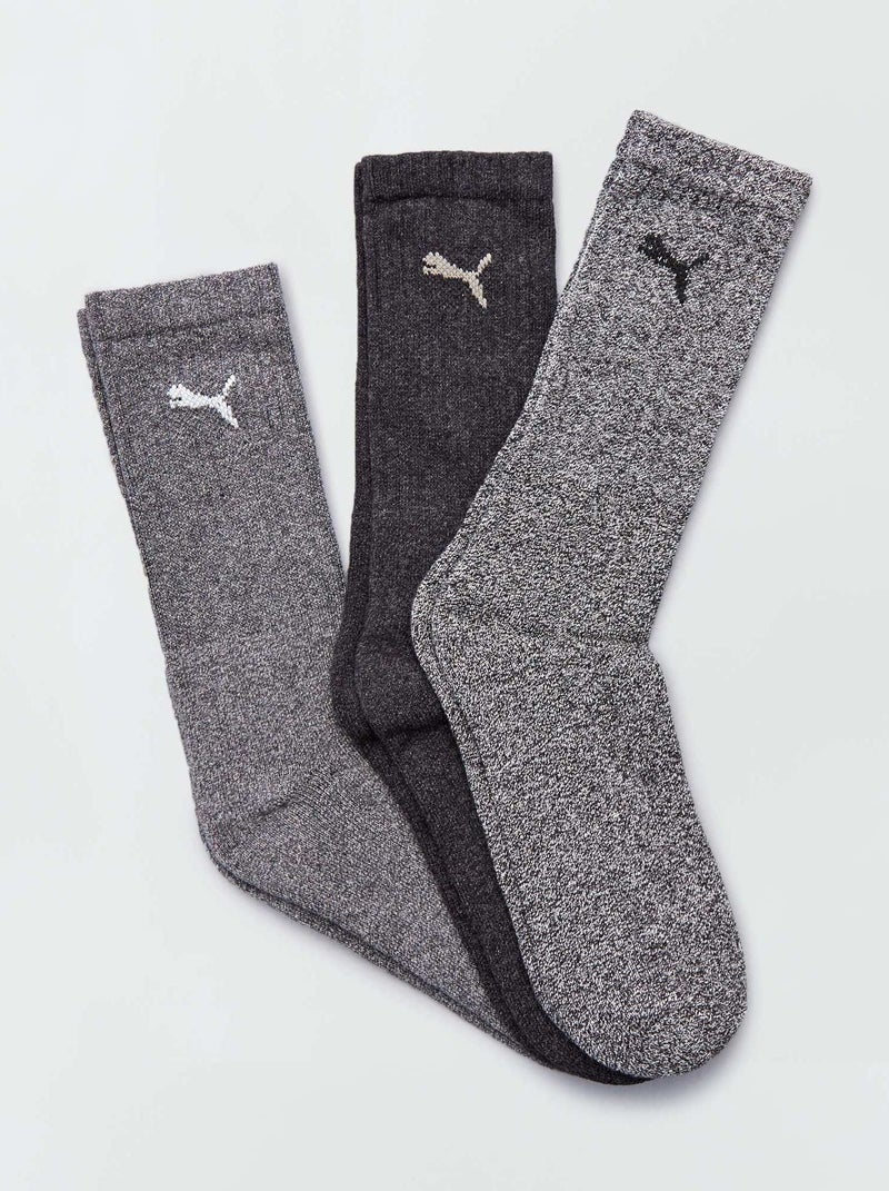 Lote de 3 pares de meias de desporto 'Puma' cinza - Kiabi