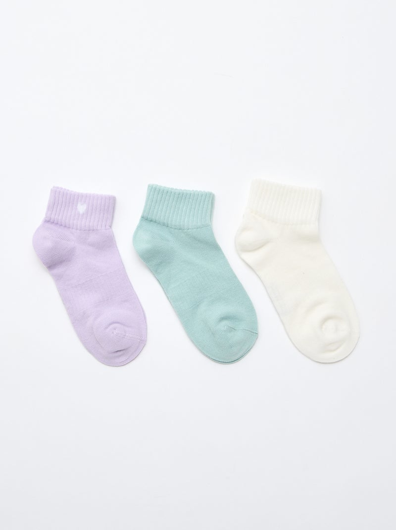 Lote de 3 pares de meias de desporto Violeta - Kiabi